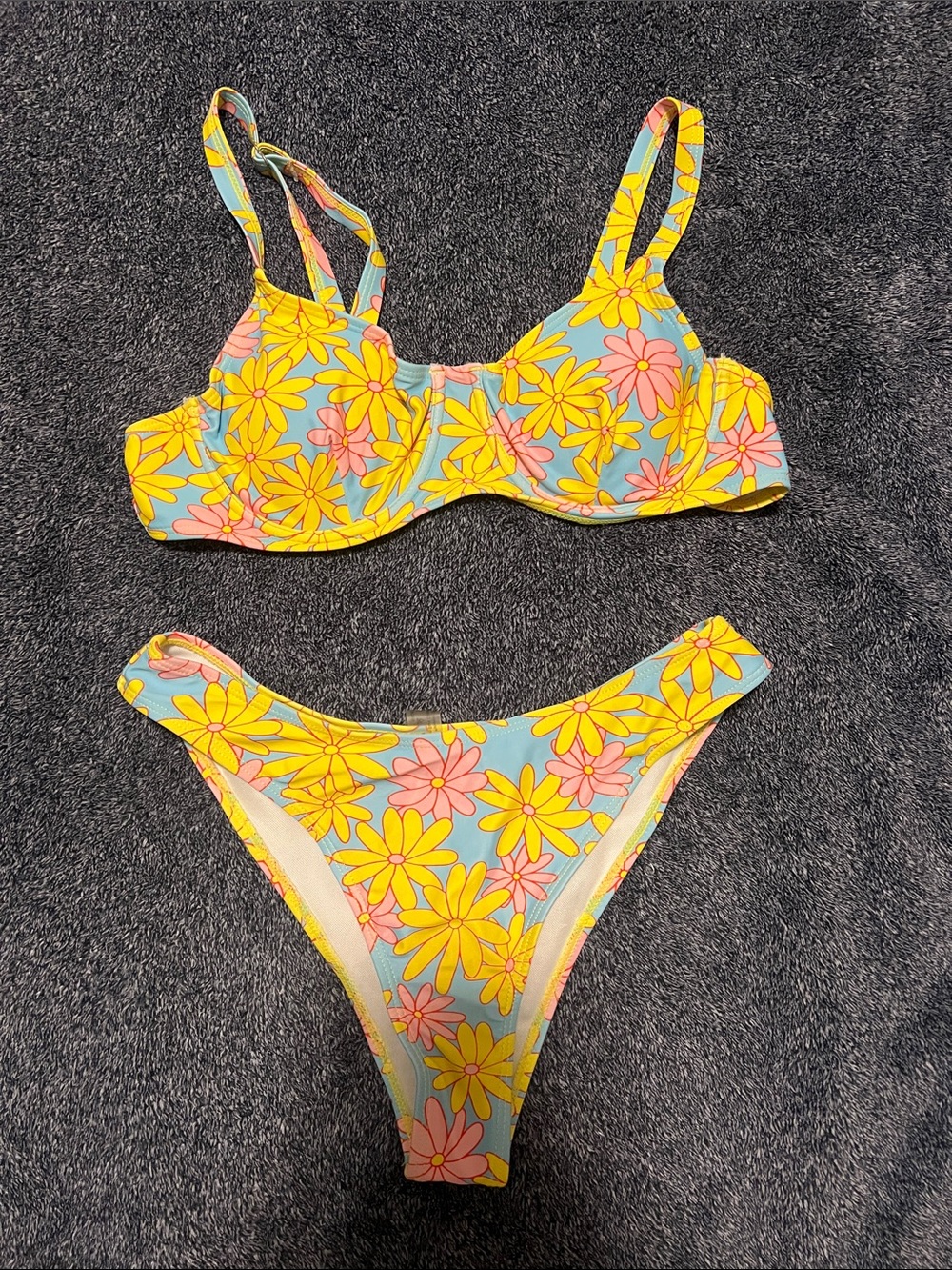 Floral Yellow & Blue Daisy Bikini Set